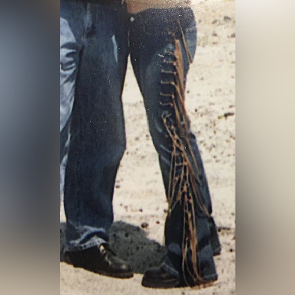 Retro UNIQUE jeans w fringe trim- 3 - Picture 6 of 11